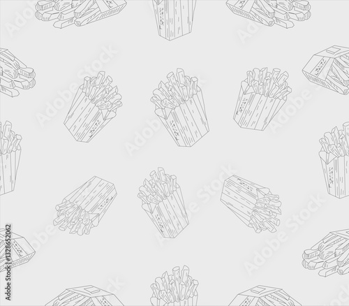 doodle french fries background. French fries pattern background. seamless pattern French fries background. french fries doodle background for packaging.