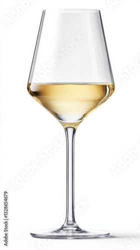 Wallpaper Mural Pale yellow white wine in a tall, clear glass with a geometric base, set against a white background. Torontodigital.ca