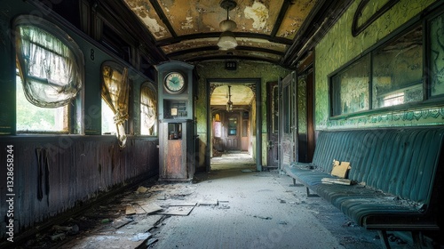 Abandoned train station interior slung derelict forsaken outcast