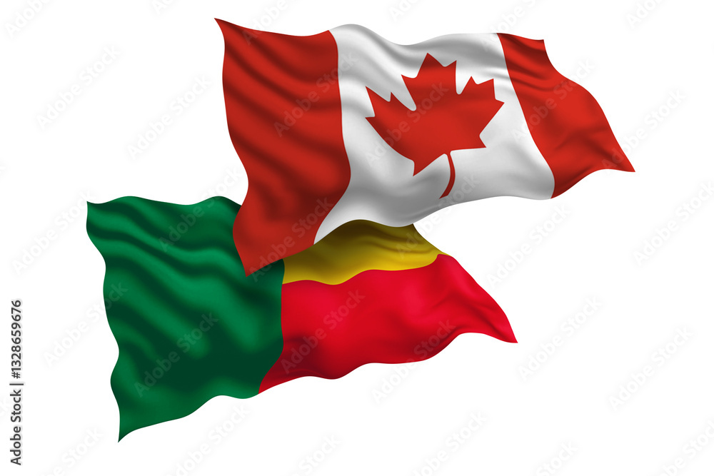 Canada and Benin Friendship Flags Diplomatic Relations of Two countries, Sports competition Canada and Benin Friendship Flags Diplomatic Relations of Two countries, Sports competition