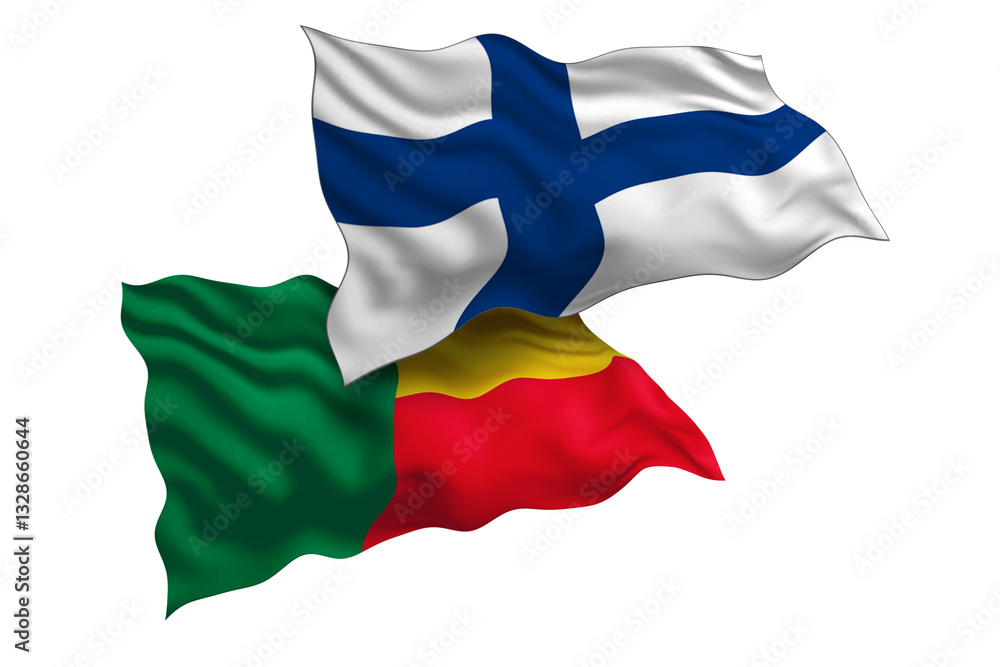Fototapeta premium Finland and Benin Friendship Flags Diplomatic Relations of Two countries, Sports competition