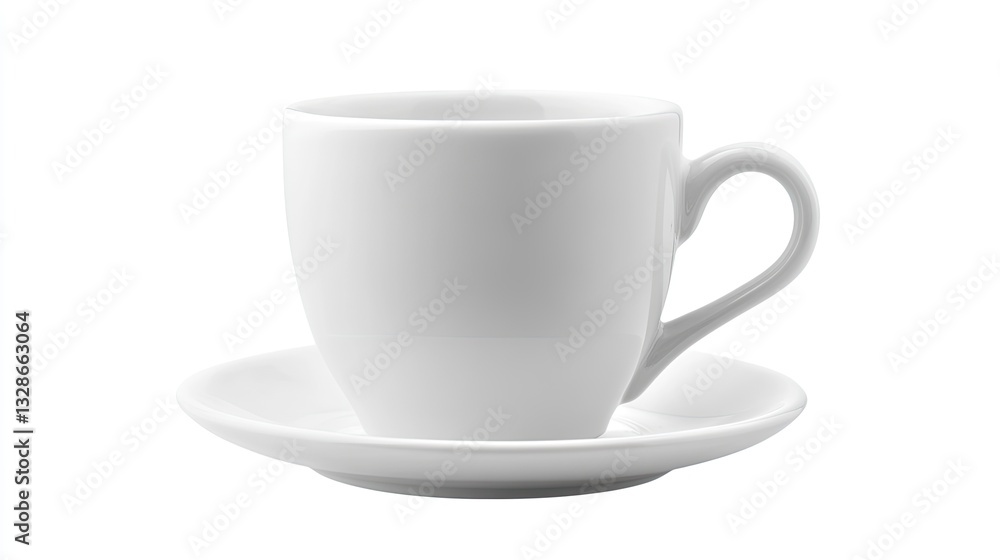 A serene portrait of a gleaming white ceramic cup and saucer duo A serene portrait of a gleaming white ceramic cup and saucer duo