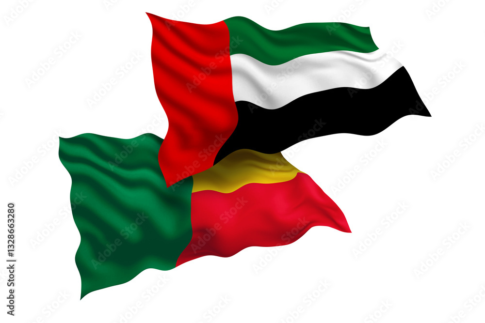 Obraz premium United Arab Emirates and Benin Friendship Flags Diplomatic Relations of Two countries, Sports competition