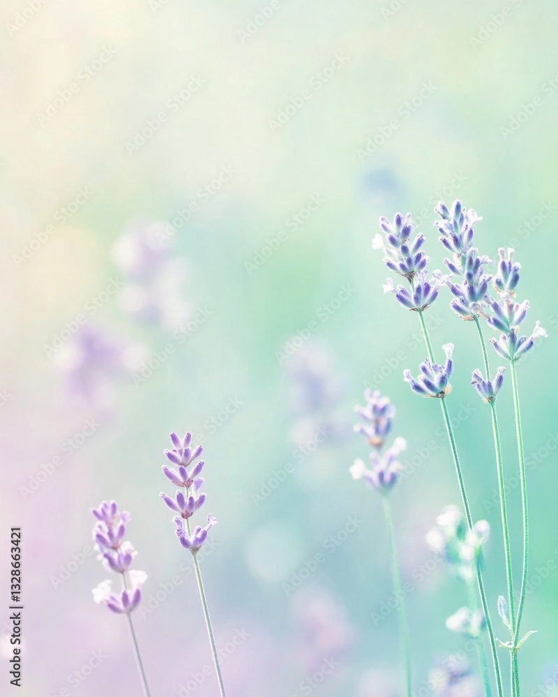 Naklejka premium A soft lavender and mint gradient background. Featuring lavender tones blending into mint green. Emphasizing calmness and freshness. Ideal for spring-themed visuals