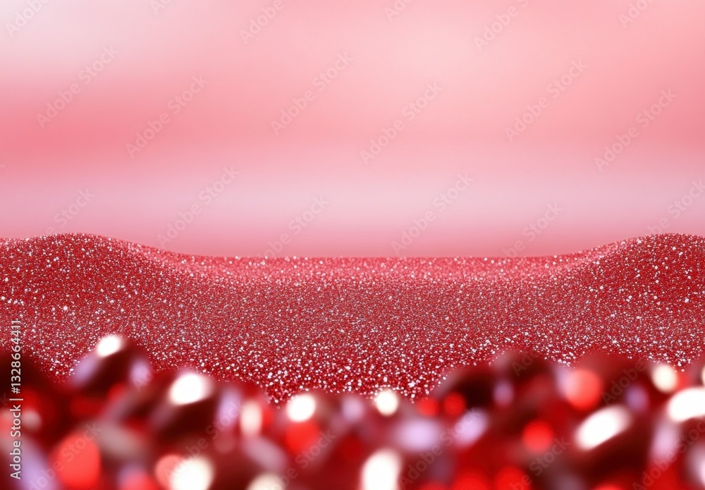 Abstract image of a red glitter landscape with a soft pink background, featuring bokeh effect in the foreground. The texture is sparkly and the overall mood is romantic and dreamy. Abstract image of a red glitter landscape with a soft pink background, featuring bokeh effect in the foreground. The texture is sparkly and the overall mood is romantic and dreamy.