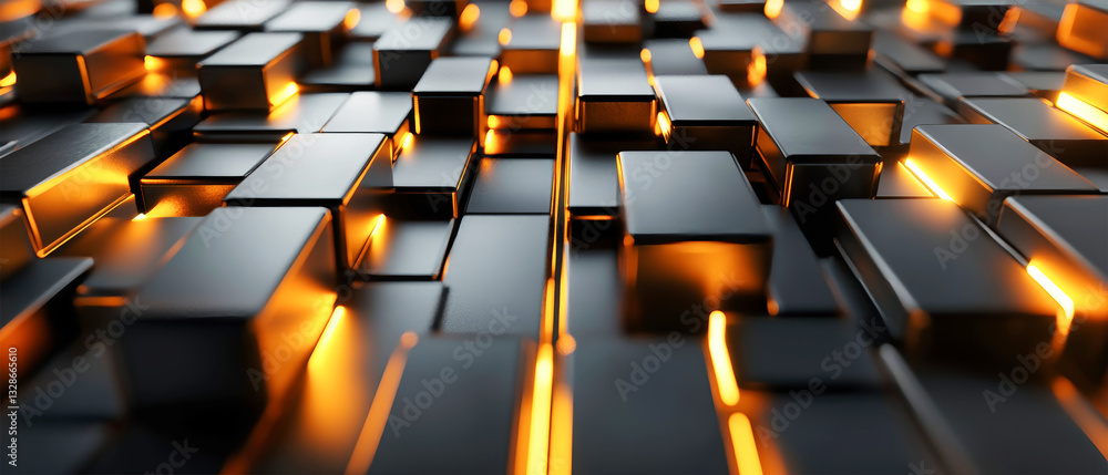 Fototapeta premium Intricate metal structure illuminated with golden light in a modern industrial setting showcasing advanced CNC machinery