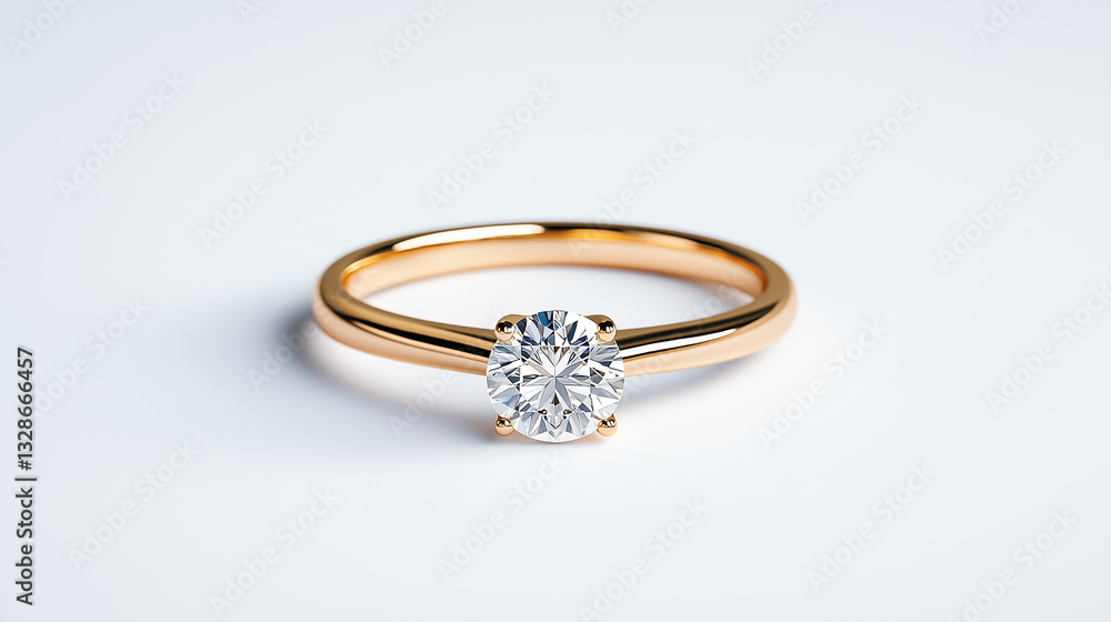 Timeless Sparkle: A radiant engagement ring, with a brilliant diamond set in a polished gold band, sparkles brightly against a pure background, symbolizing love and commitment. Timeless Sparkle: A radiant engagement ring, with a brilliant diamond set in a polished gold band, sparkles brightly against a pure background, symbolizing love and commitment.