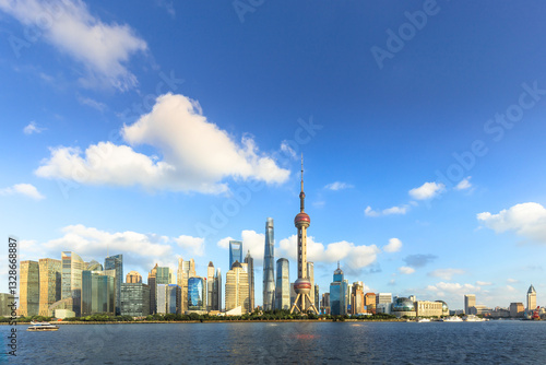 Urban skyline and cityscape in Shanghai China.