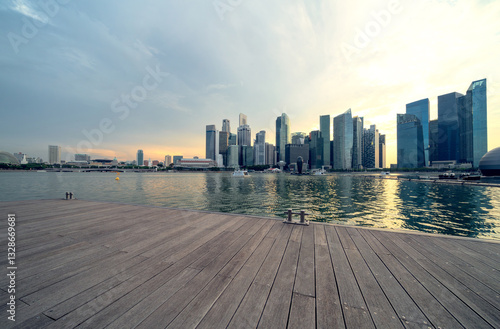 Modern skyscrapers in Marina Bay Singapore.
