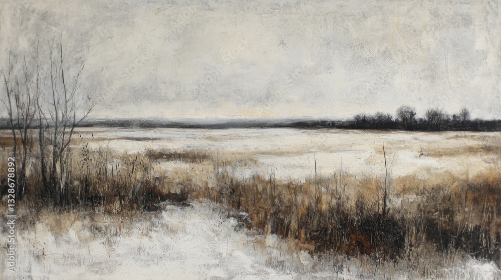 A frozen tundra stretching endlessly under a pale, overcast sky, devoid of warmth or movement. A frozen tundra stretching endlessly under a pale, overcast sky, devoid of warmth or movement.