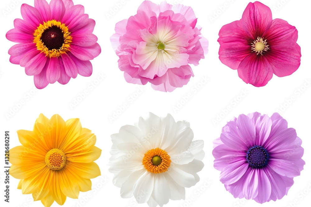 Set of different beautiful flowers on white background Set of different beautiful flowers on white background