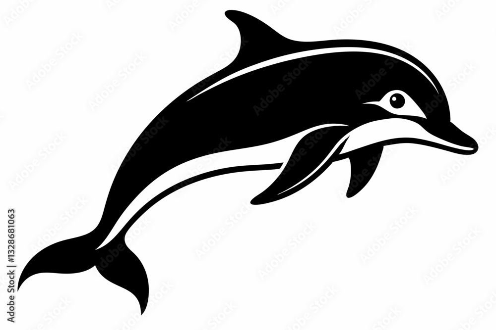 Fototapeta premium dolphin line art silhouette vector illustration