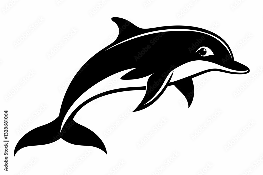 Fototapeta premium dolphin line art silhouette vector illustration