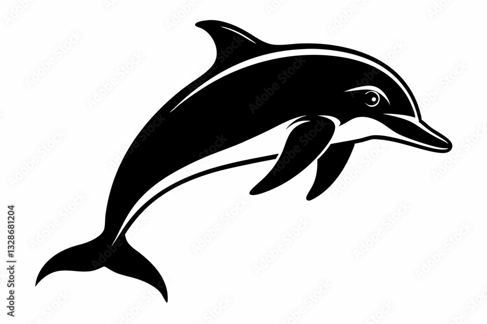 Fototapeta premium dolphin line art silhouette vector illustration