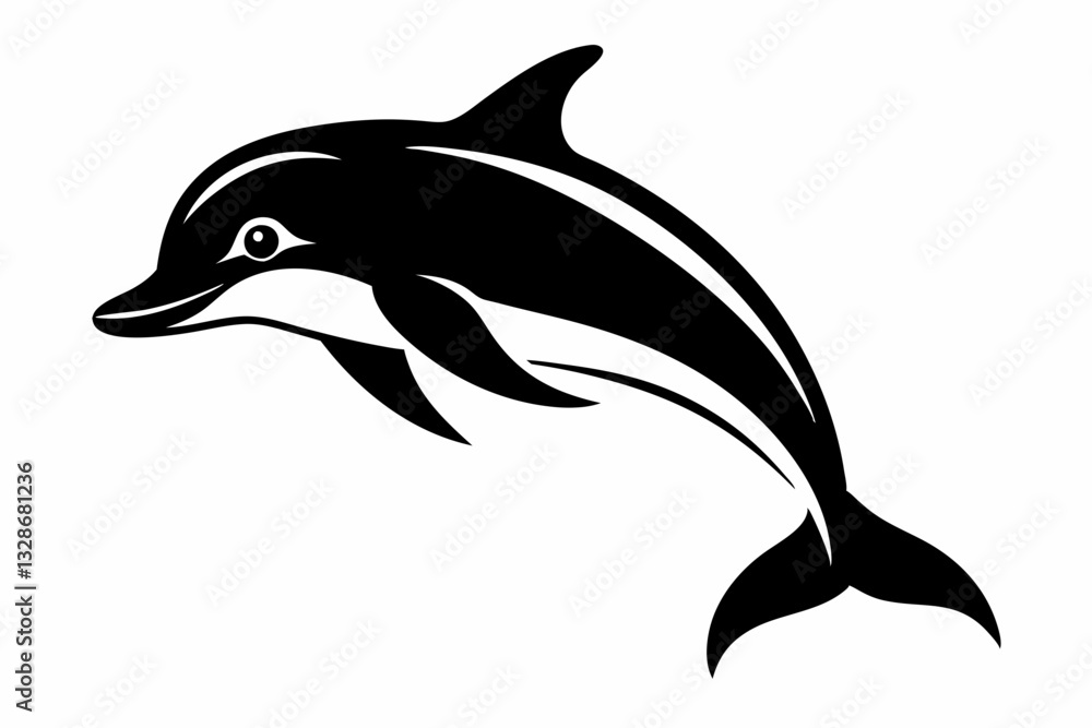 Fototapeta premium dolphin line art silhouette vector illustration