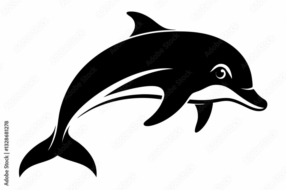 Fototapeta premium dolphin line art silhouette vector illustration