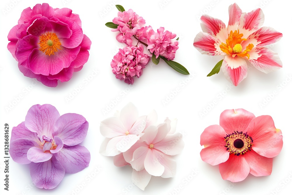 Set of different beautiful flowers on white background Set of different beautiful flowers on white background
