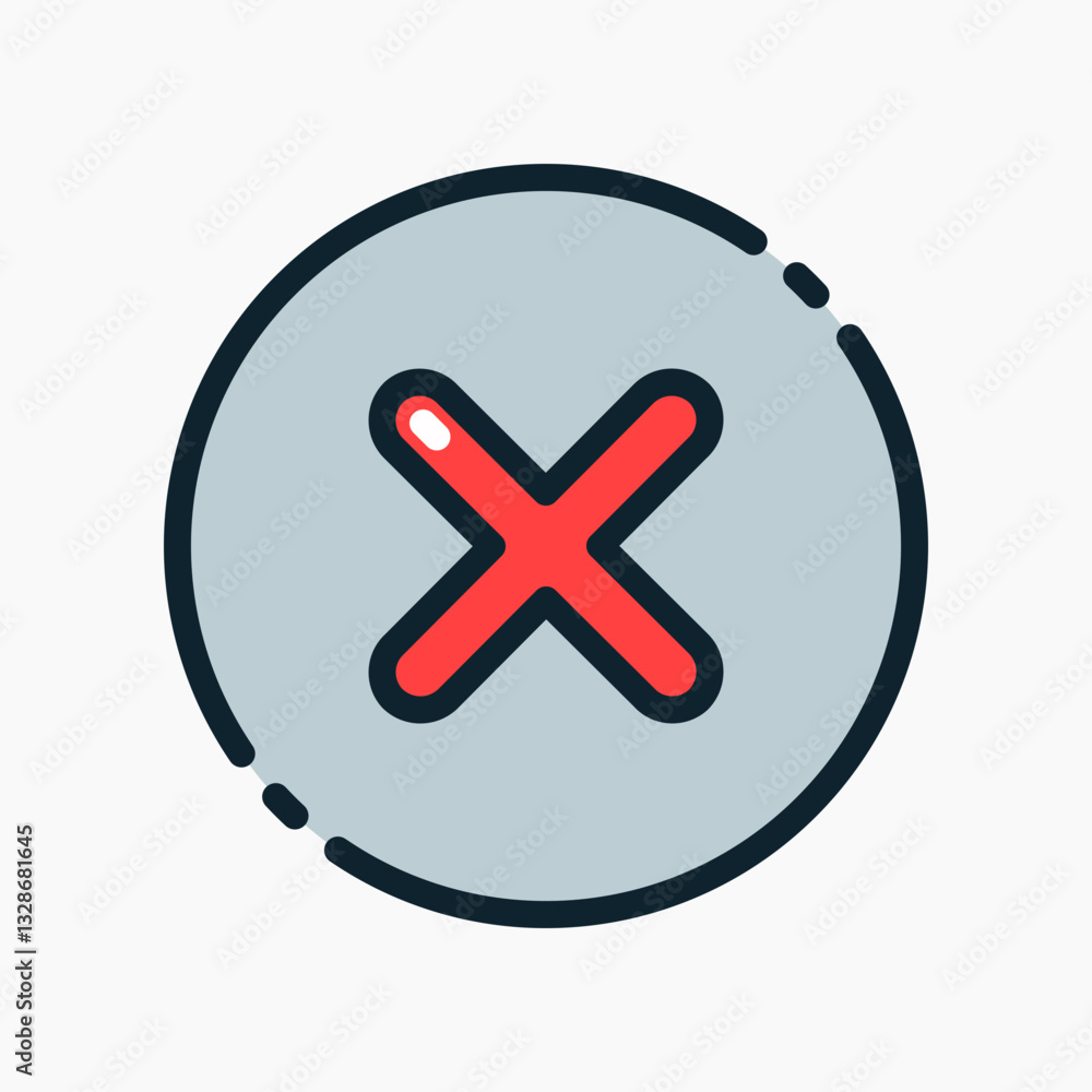 Obraz premium Design Illustration graphic of wrong mark icon with colored line style. Suitable for UI, mobile design, web design, etc.