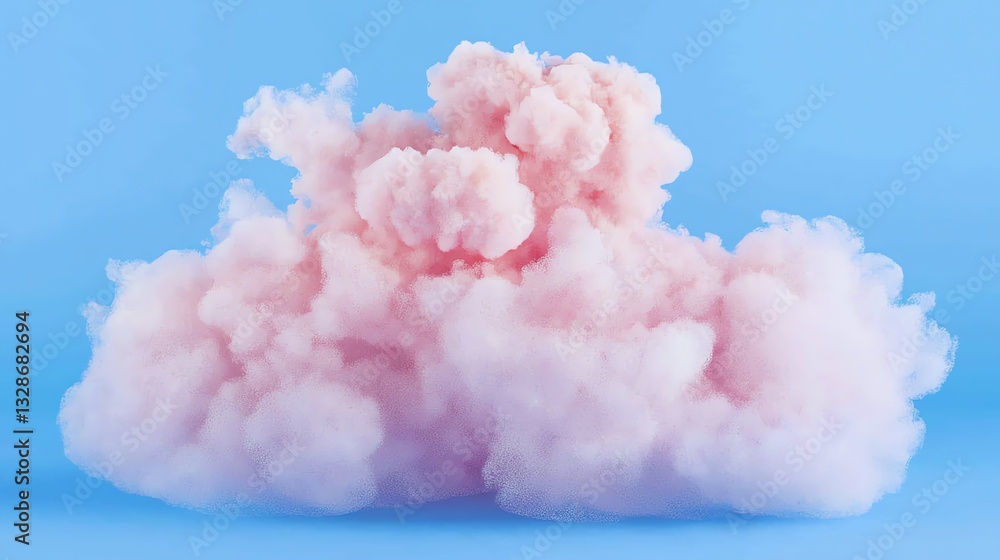 Fluffy Pink Cloud on Light Blue Background Dreamy and Surreal Fluffy Pink Cloud on Light Blue Background Dreamy and Surreal