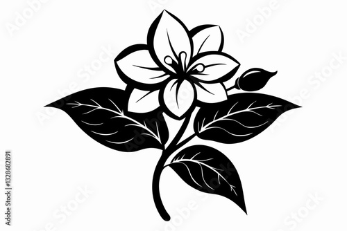 jasmine flower line art silhouette vector illustration