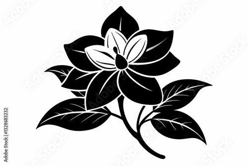 jasmine flower line art silhouette vector illustration