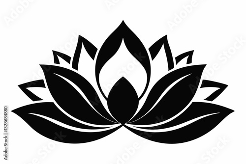Wallpaper Mural lotus flower line art silhouette vector illustration Torontodigital.ca
