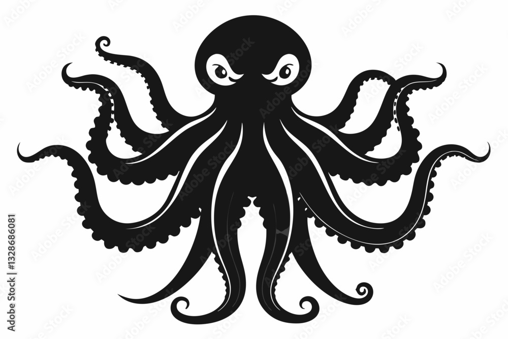 octopus line art silhouette vector illustration octopus line art silhouette vector illustration