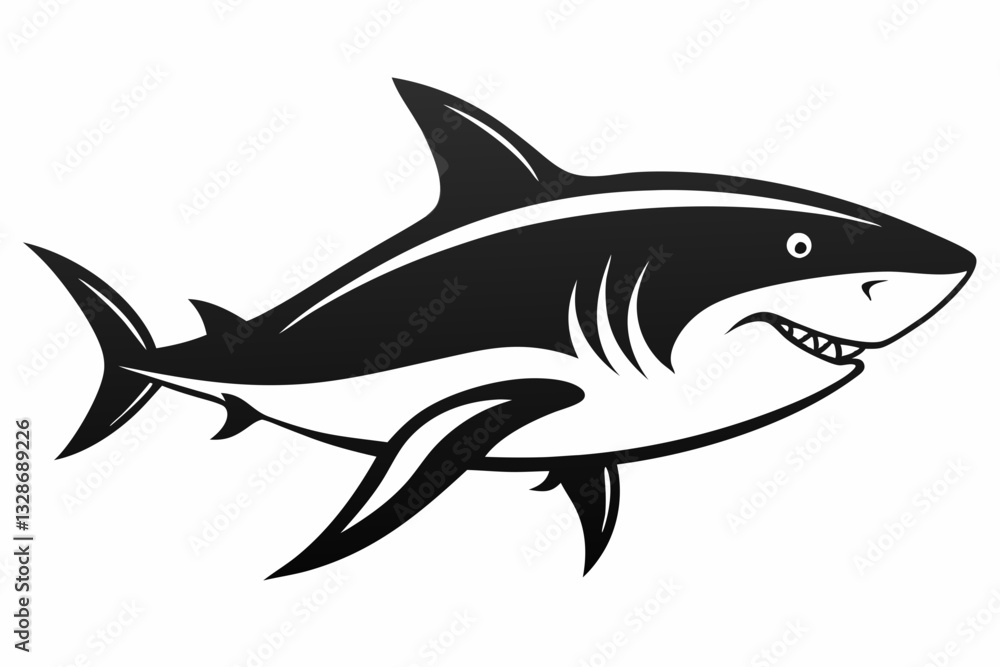 Fototapeta premium shark line art silhouette vector illustration