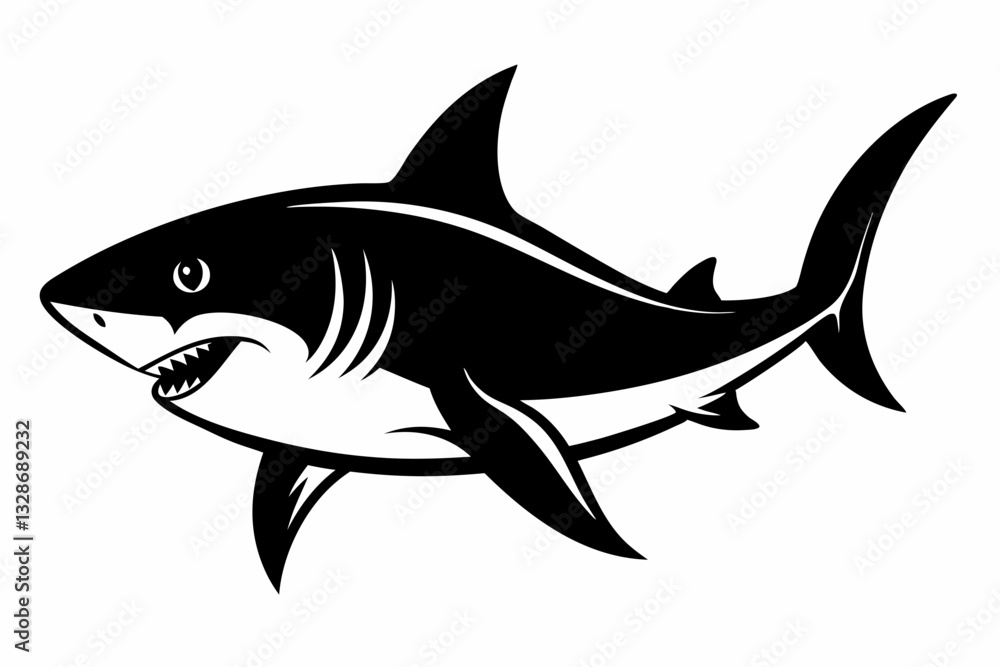 Obraz premium shark line art silhouette vector illustration