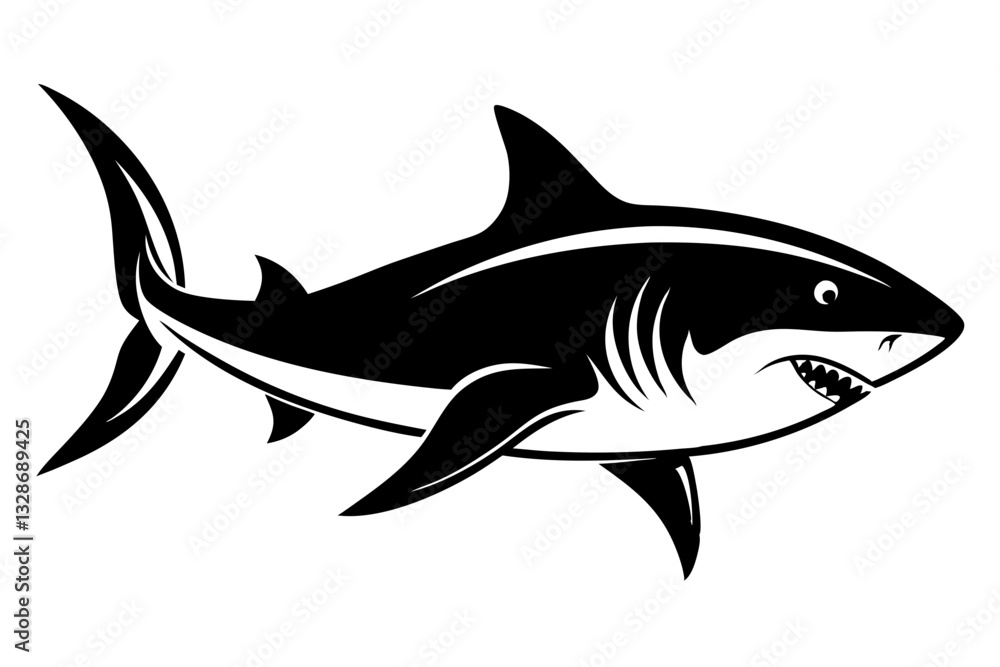 Fototapeta premium shark line art silhouette vector illustration