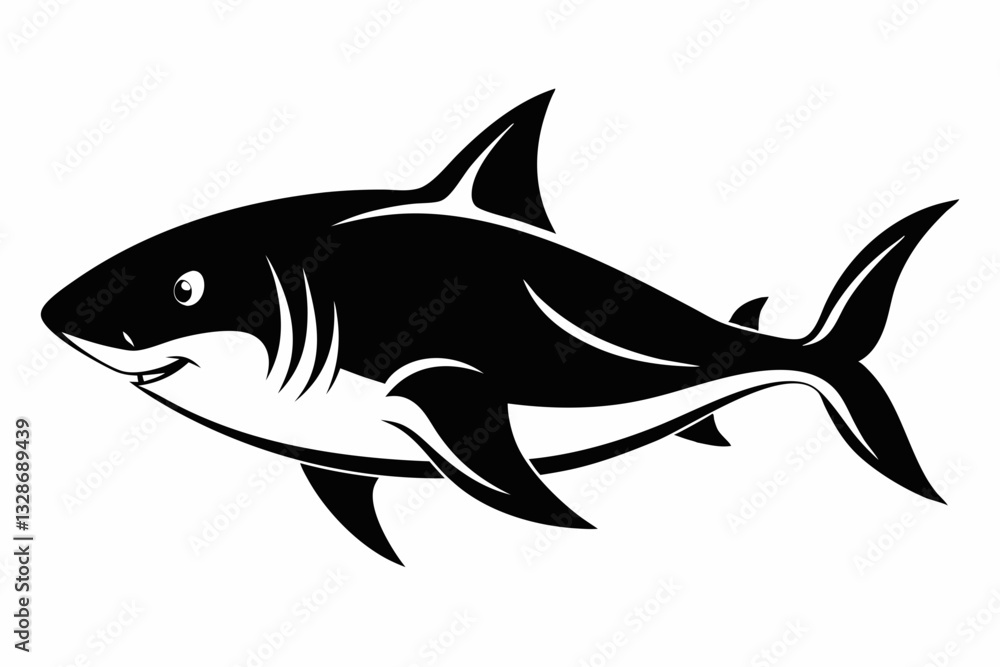 Fototapeta premium shark line art silhouette vector illustration