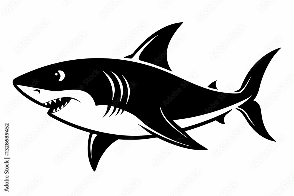 Fototapeta premium shark line art silhouette vector illustration