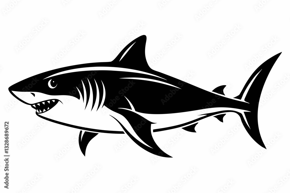 Fototapeta premium shark line art silhouette vector illustration