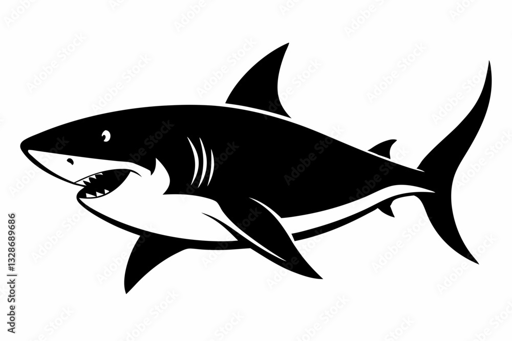 Fototapeta premium shark line art silhouette vector illustration