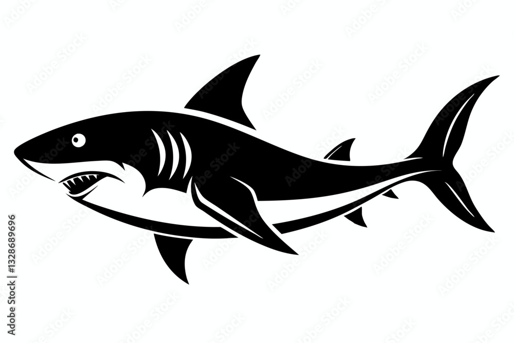 shark line art silhouette vector illustration shark line art silhouette vector illustration