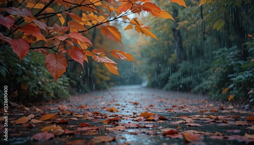 Rain's effects on the environment, such as its capacity to heighten leaf colors and create patterns on the ground