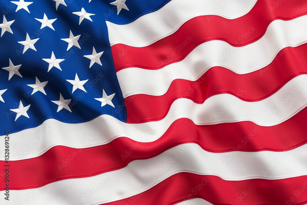 Waving United States Flag Close Up Showing Stripes and Stars Waving United States Flag Close Up Showing Stripes and Stars