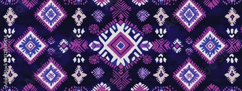 Vibrant Geometric Pattern with Purple and White Accents for Background