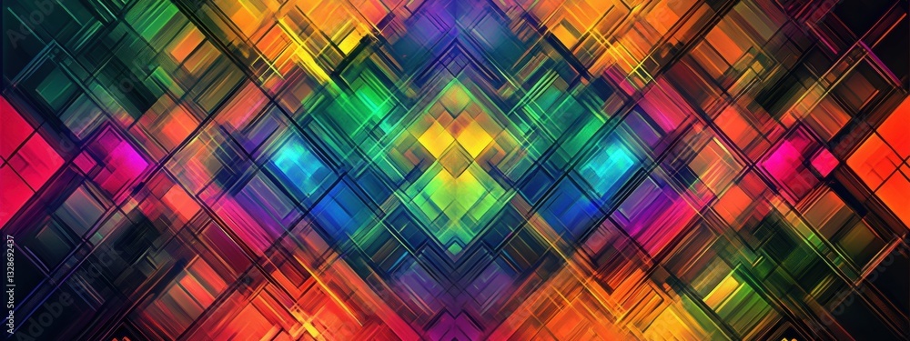 Vibrant Abstract Background with Geometric Shapes and Light Effects Vibrant Abstract Background with Geometric Shapes and Light Effects