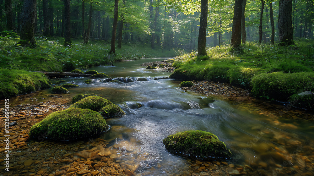 Obraz premium forest stream wallpaper,