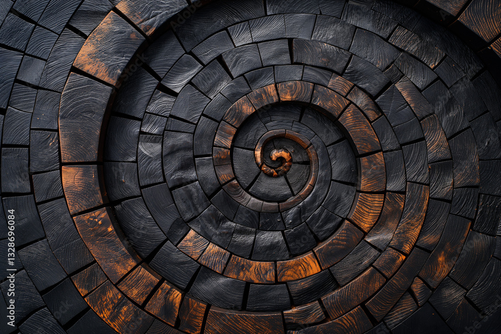 Fototapeta premium Geometric Wood: Abstract Background with Circular Composition.