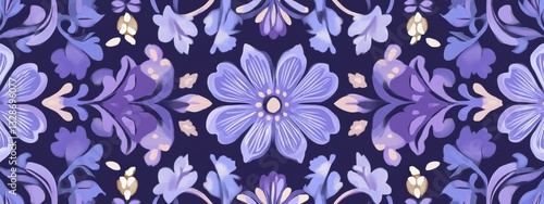 Vibrant Floral Pattern in Shades of Purple on Dark Background