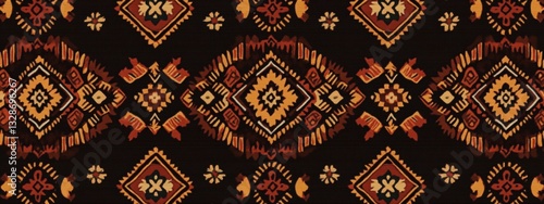 Vibrant Tribal Pattern Design with Geometric Shapes and Colors