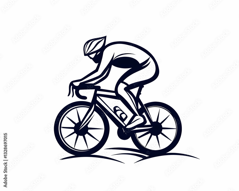 Obraz premium Cyclist in action, stylized vector illustration