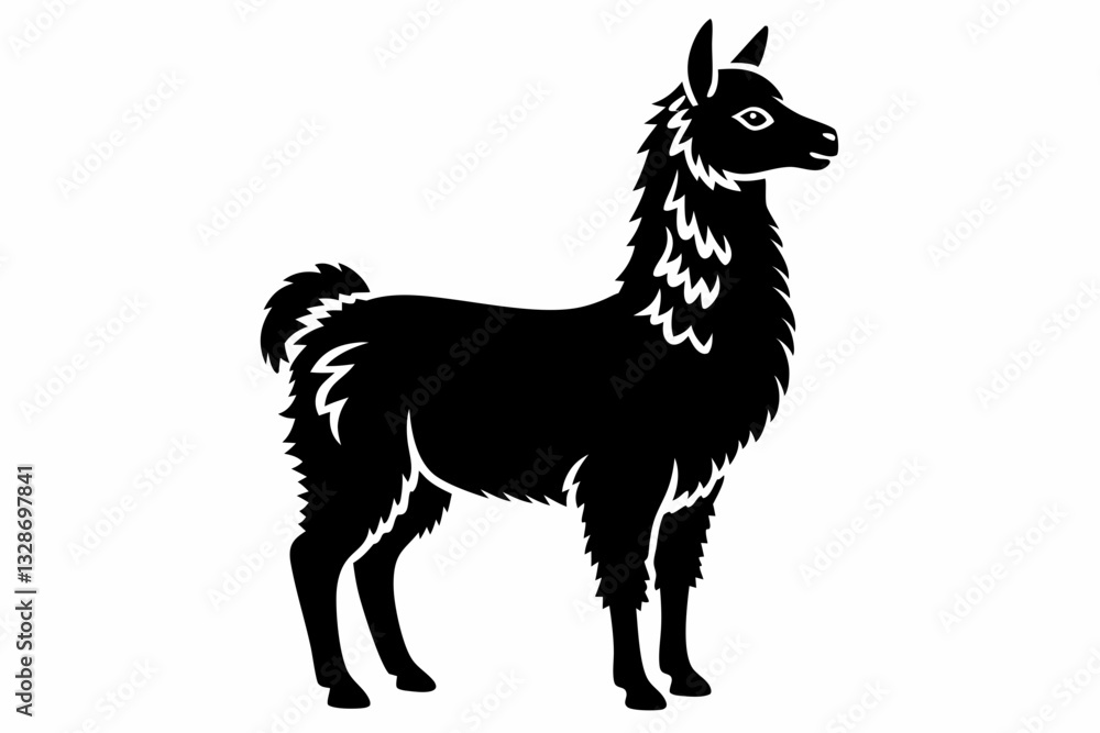 Fototapeta premium alpaca line art silhouette vector illustration