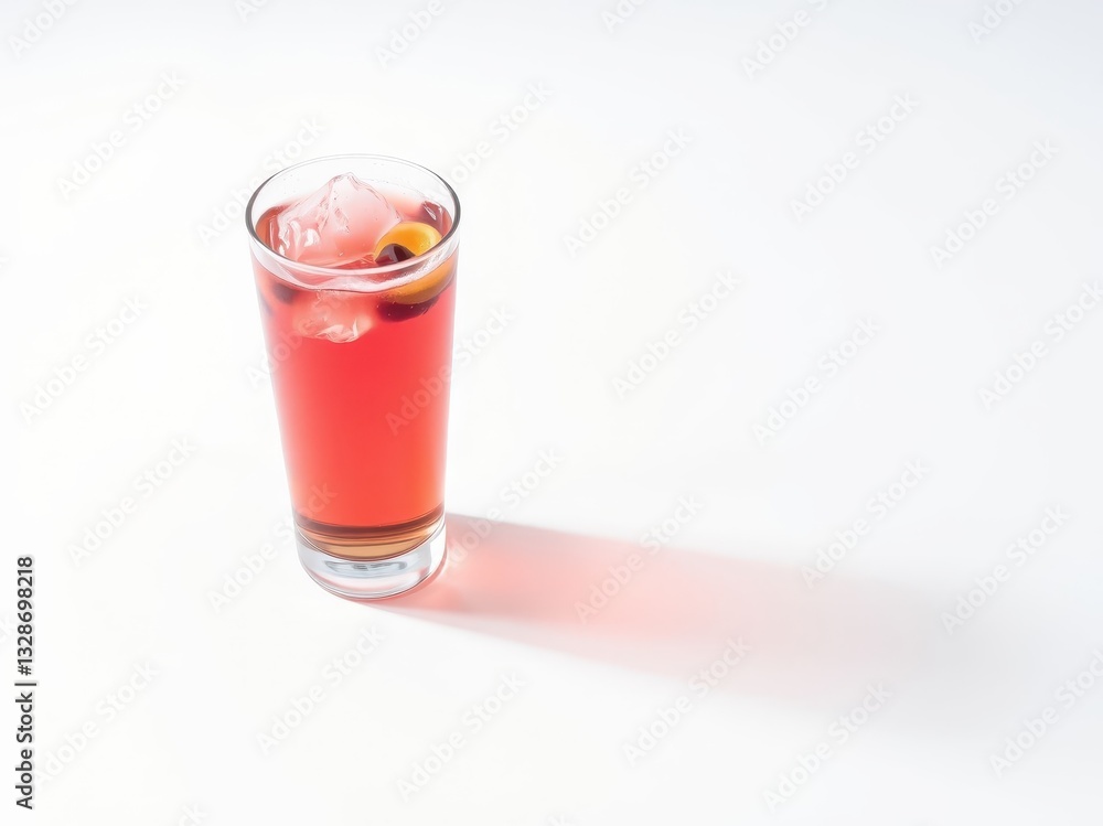 Refreshing Red Drink with Ice and Fruit Refreshing Red Drink with Ice and Fruit
