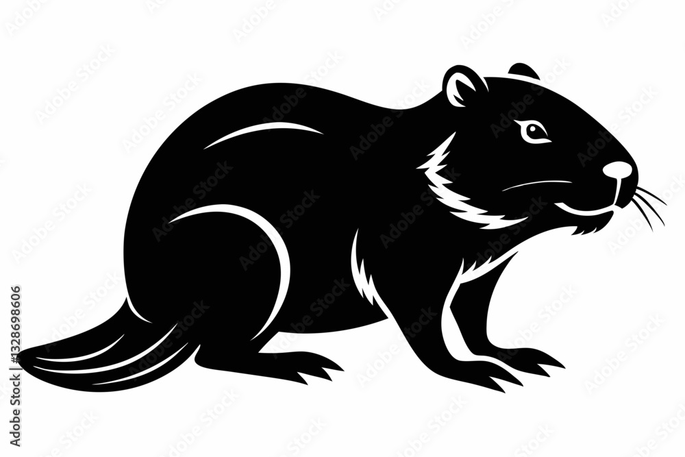 Obraz premium beaver line art silhouette vector illustration