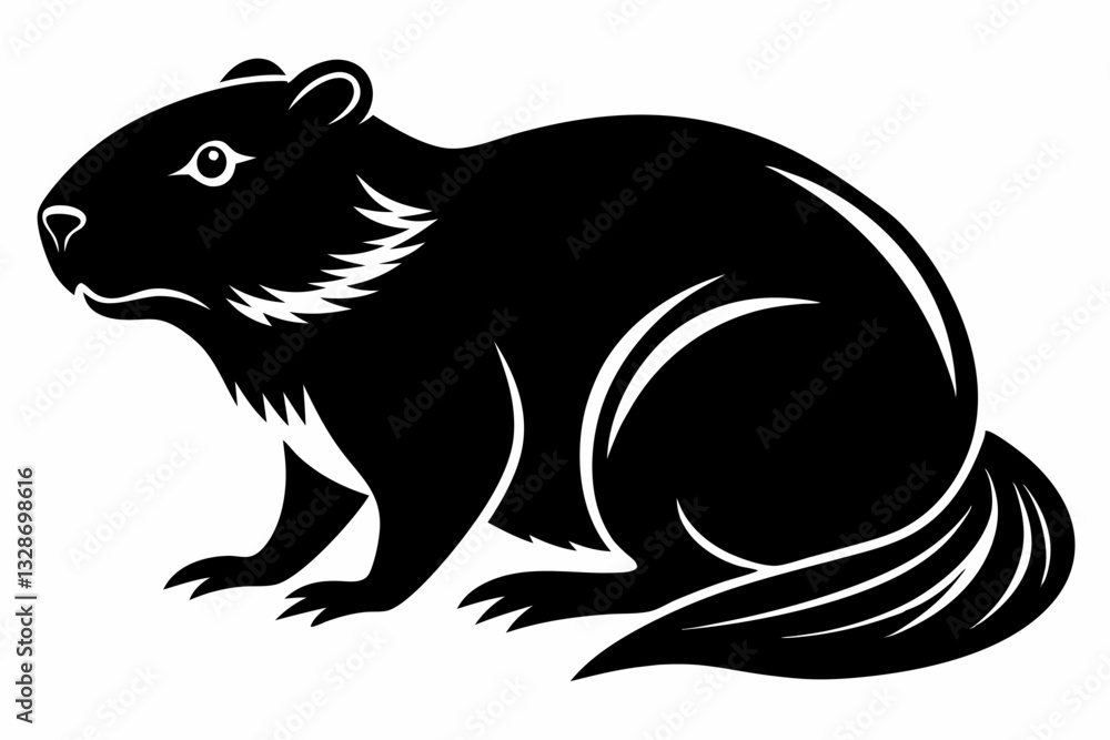 beaver line art silhouette vector illustration beaver line art silhouette vector illustration
