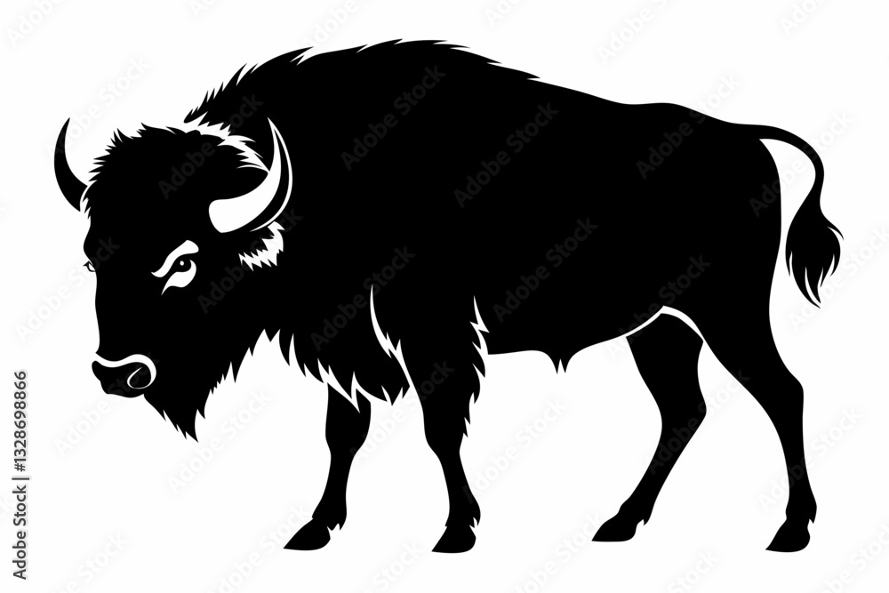 bison line art silhouette vector illustration bison line art silhouette vector illustration