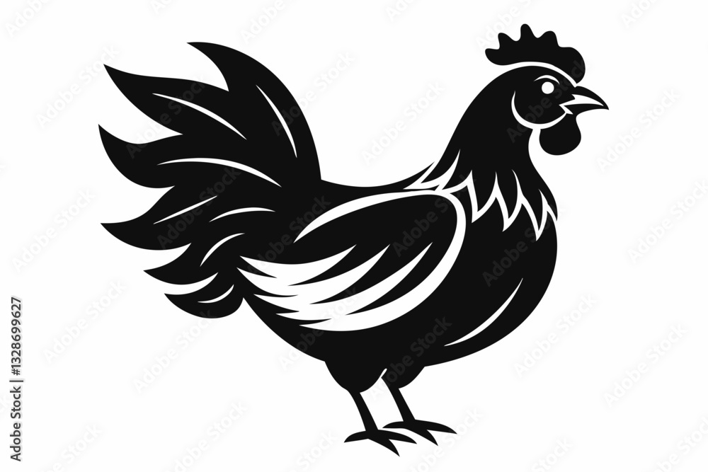 chicken line art silhouette vector illustration chicken line art silhouette vector illustration